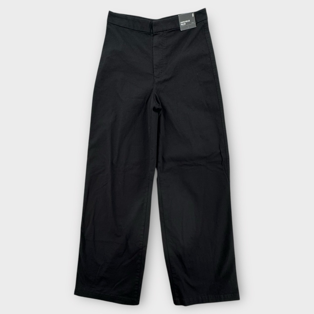 Express Dress Pants Womens‎ 0 High Rise Cropped Wide Leg Black Stretch New